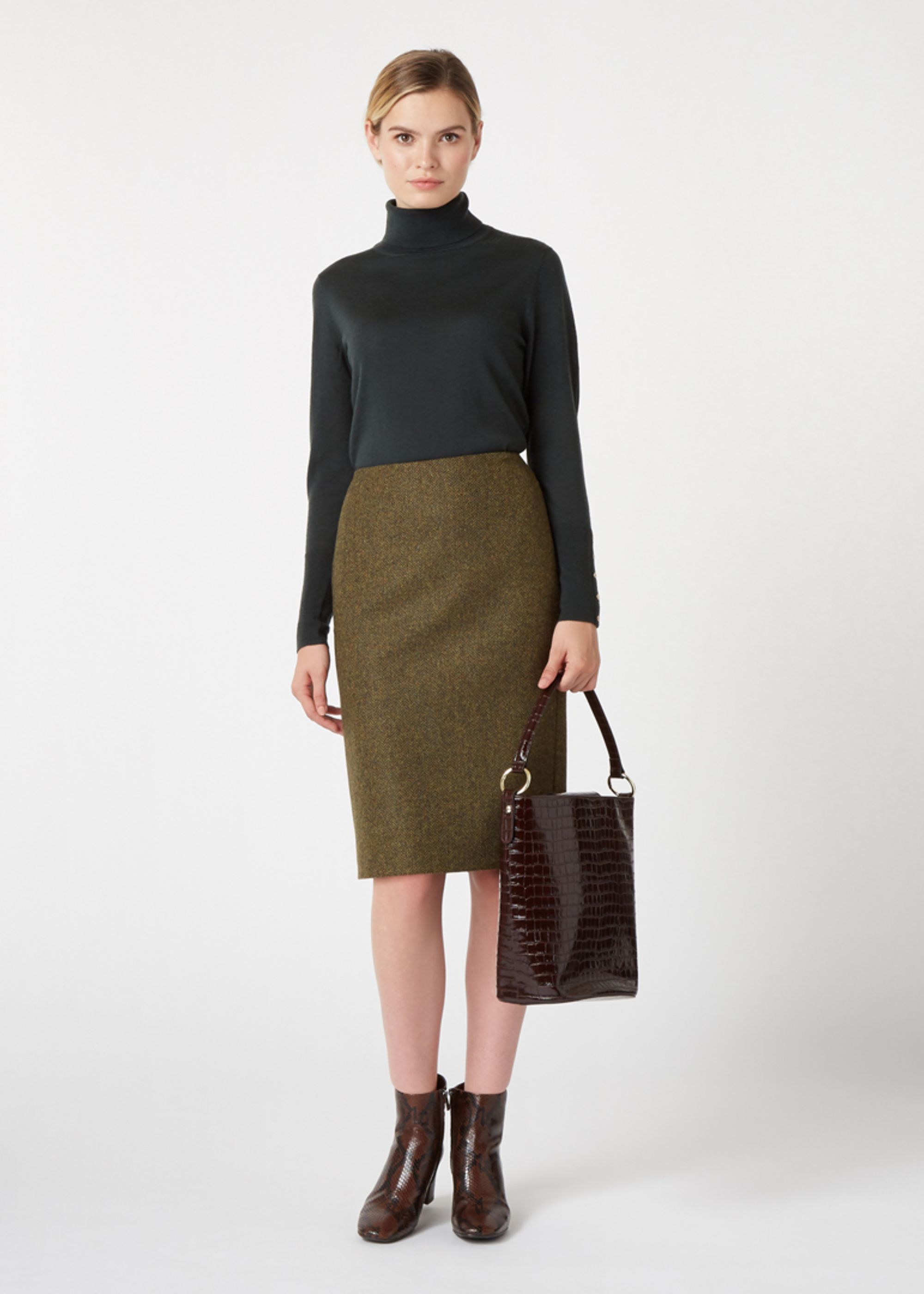 Hobbs Check Linda Wool Skirt Midi A-Line | eBay