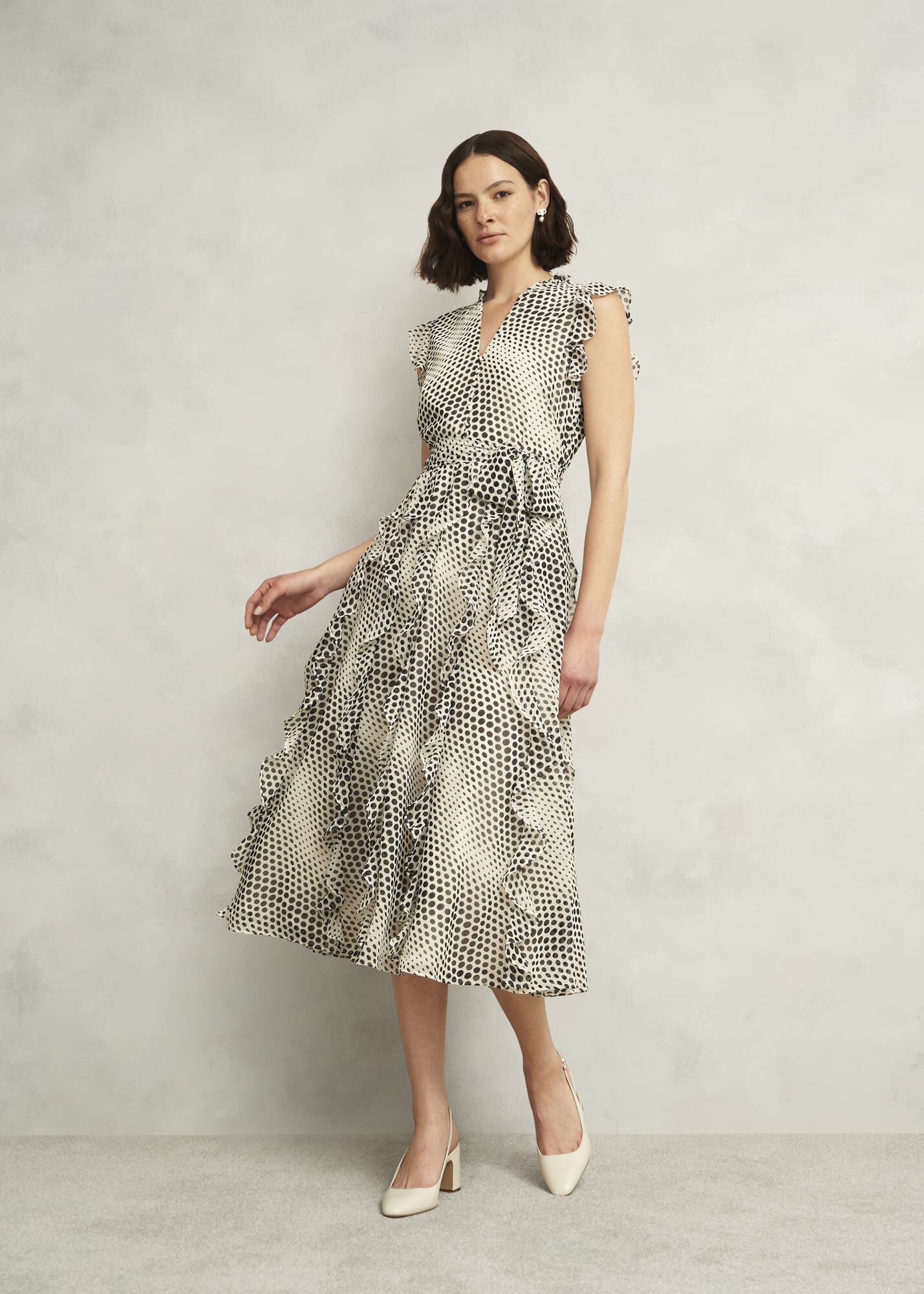 【フェミニン】HOBBS LONDON / jess ノースリーブ フレアドレス ホブズ HOBBS BRIDGET DRESS （GREEN MULTI） - ファッション