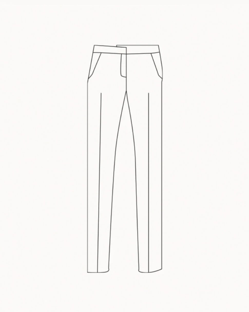 Sketch showing the silhouette of slim fit trousers.