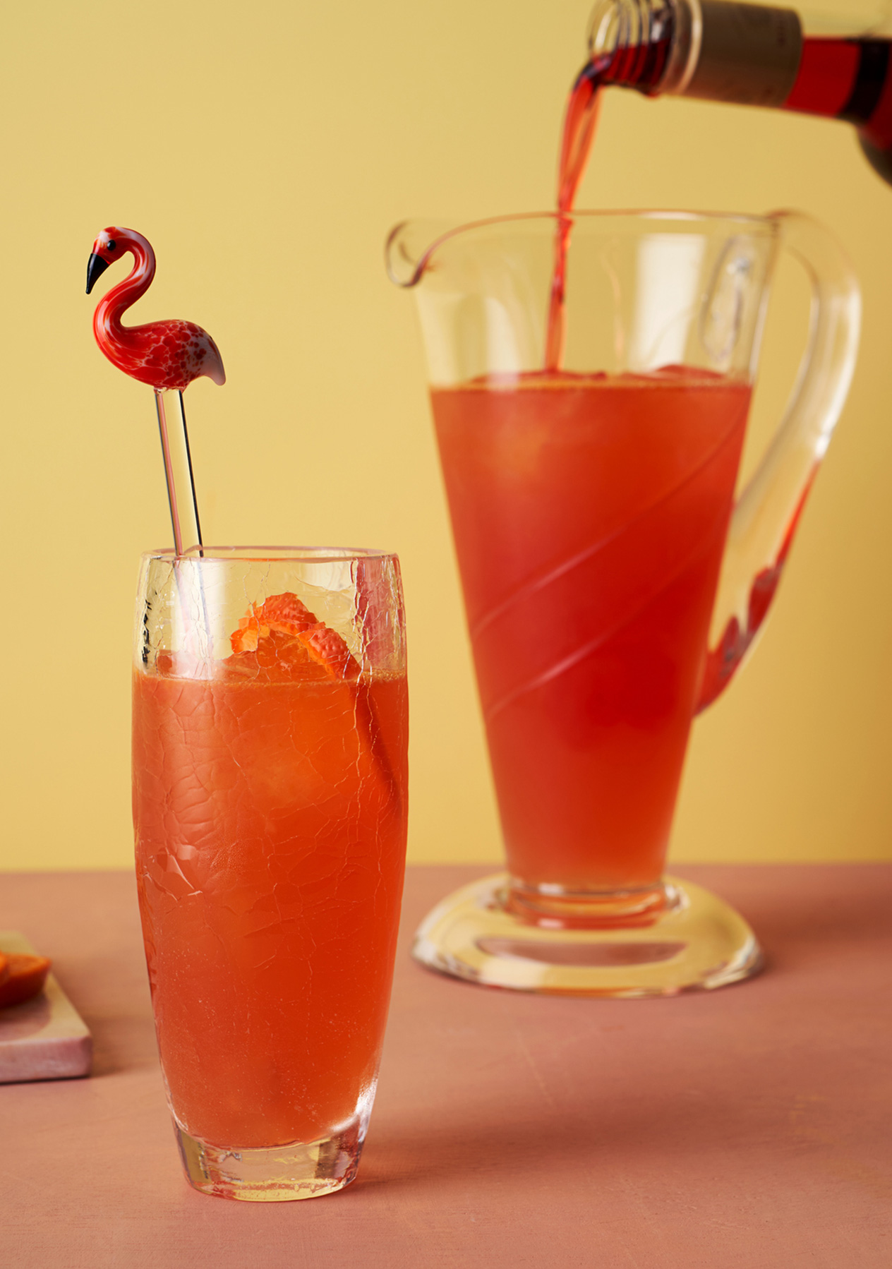 A glass of Clementine & Campari Flamingo