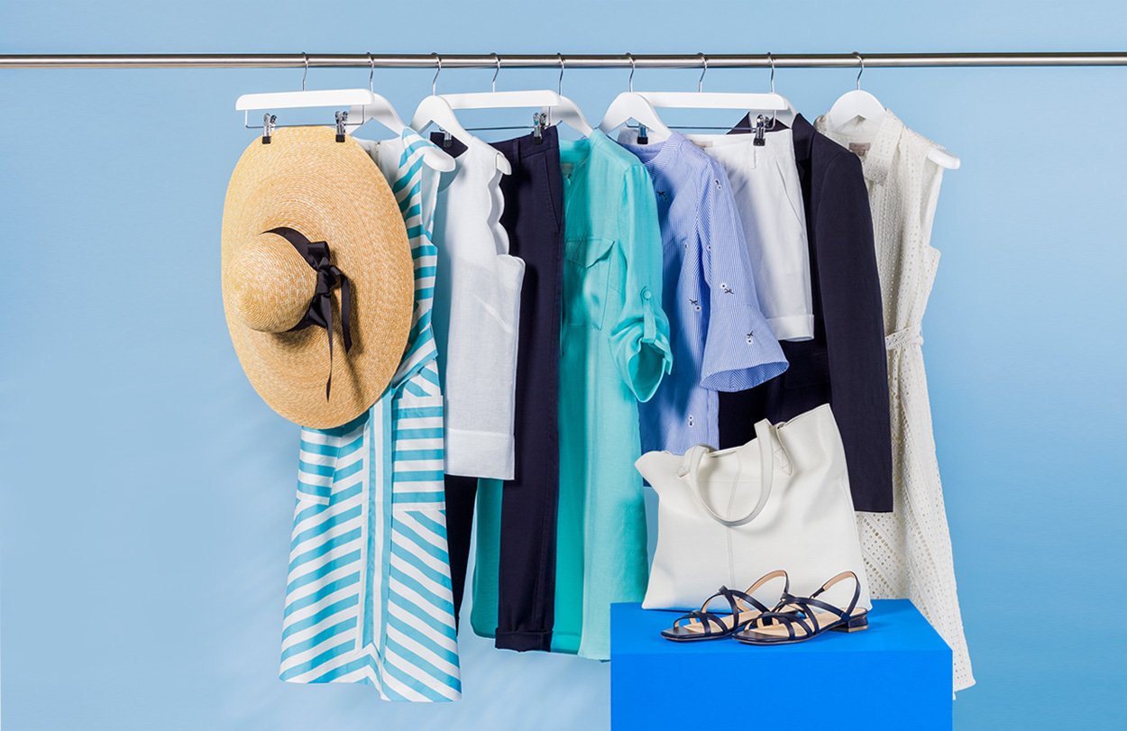 A rail of summer clothing ready for styling. 