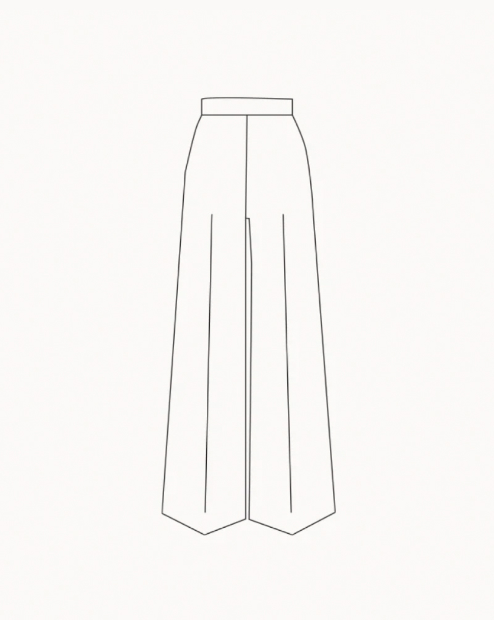 Sketch showing the silhouette of wide fit trousers.