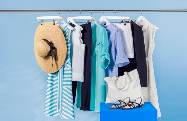 A rail of summer clothing ready for styling. 