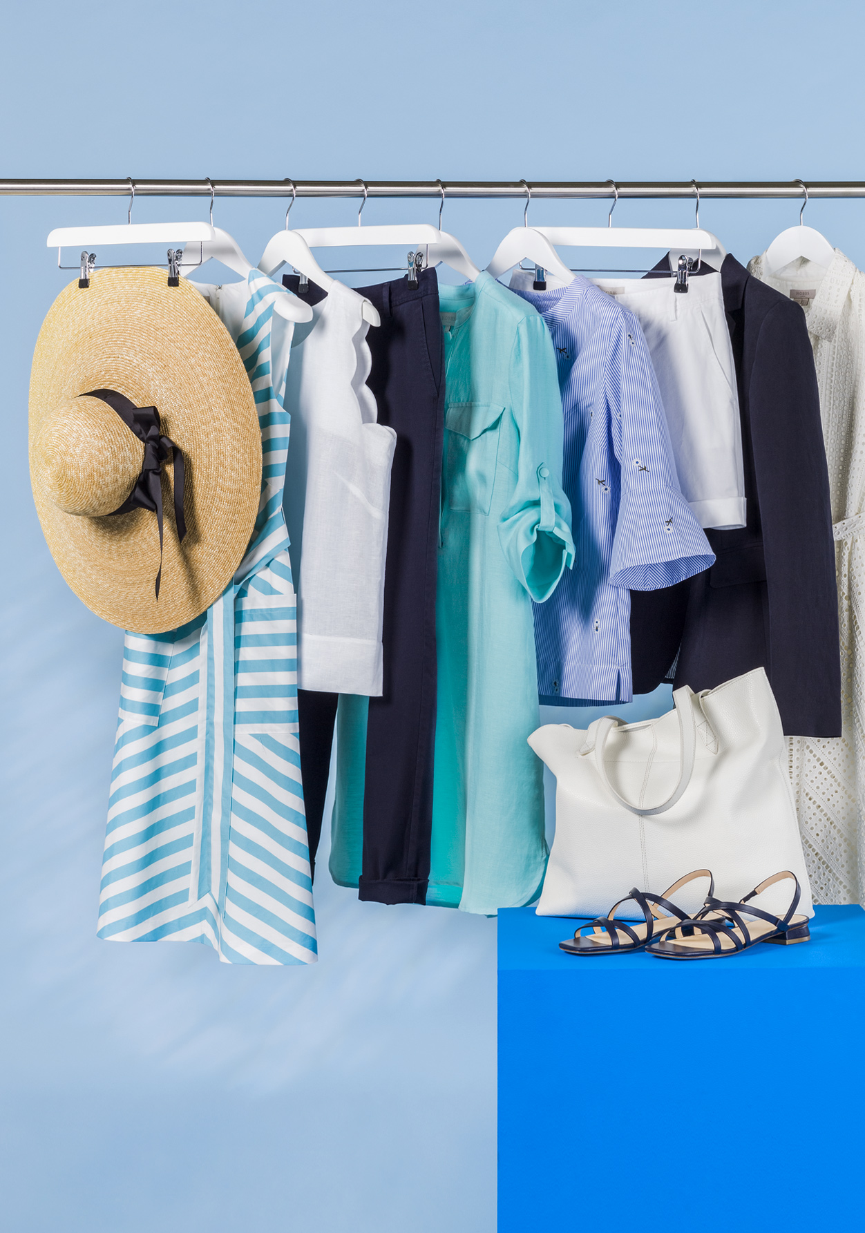 How to reorganised your wardrobe featuring a rail of summer appropriate pieces for styling