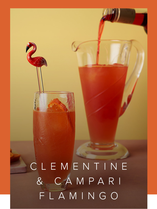 A glass of Clementine & Campari Flamingo