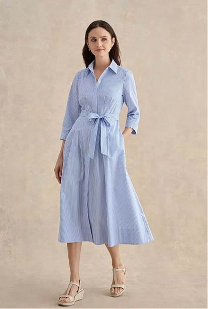 A woman wearing a Hobbs dress.