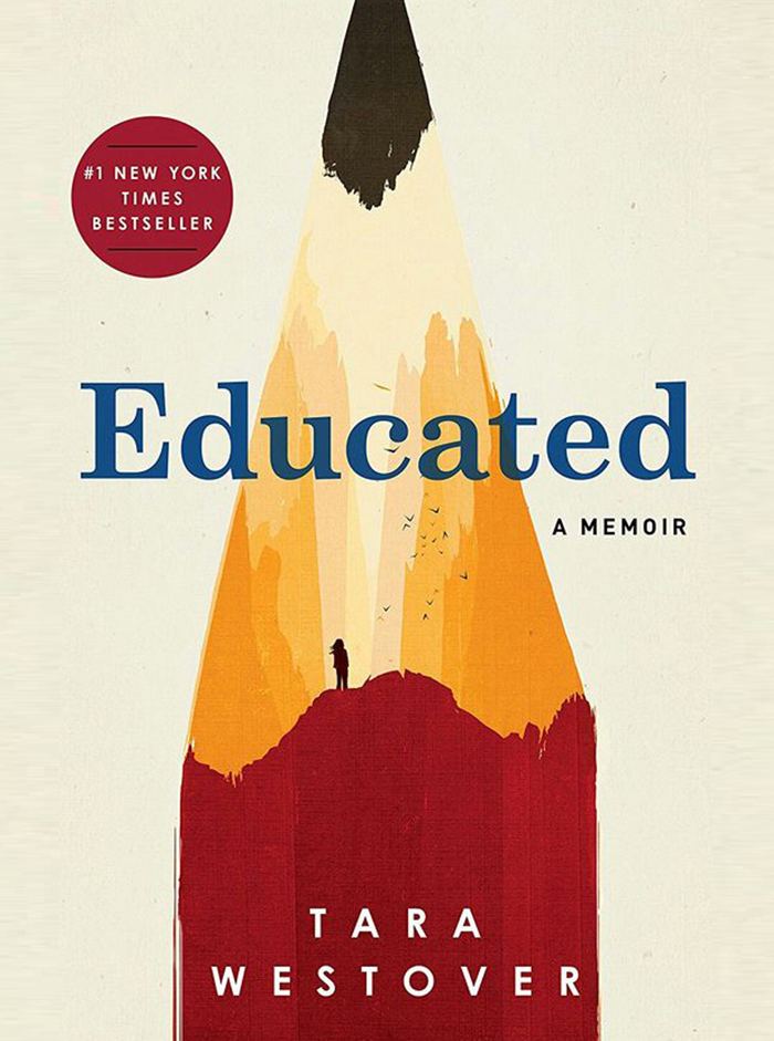 Front cover Art of Educated by Tara Westover featuring a watercolour image of a pencil