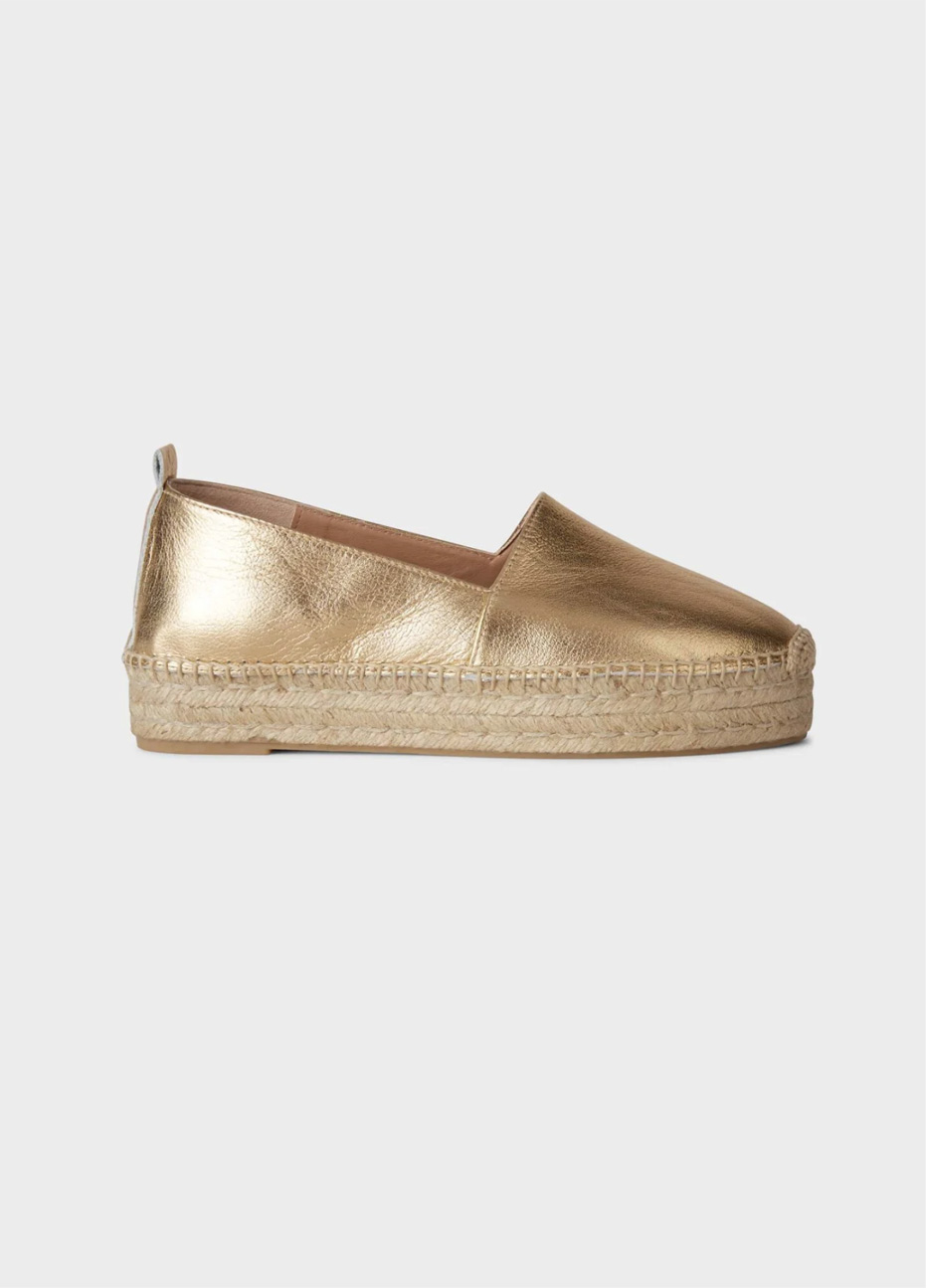 Metallic gold flat espadrille from Hobbs.