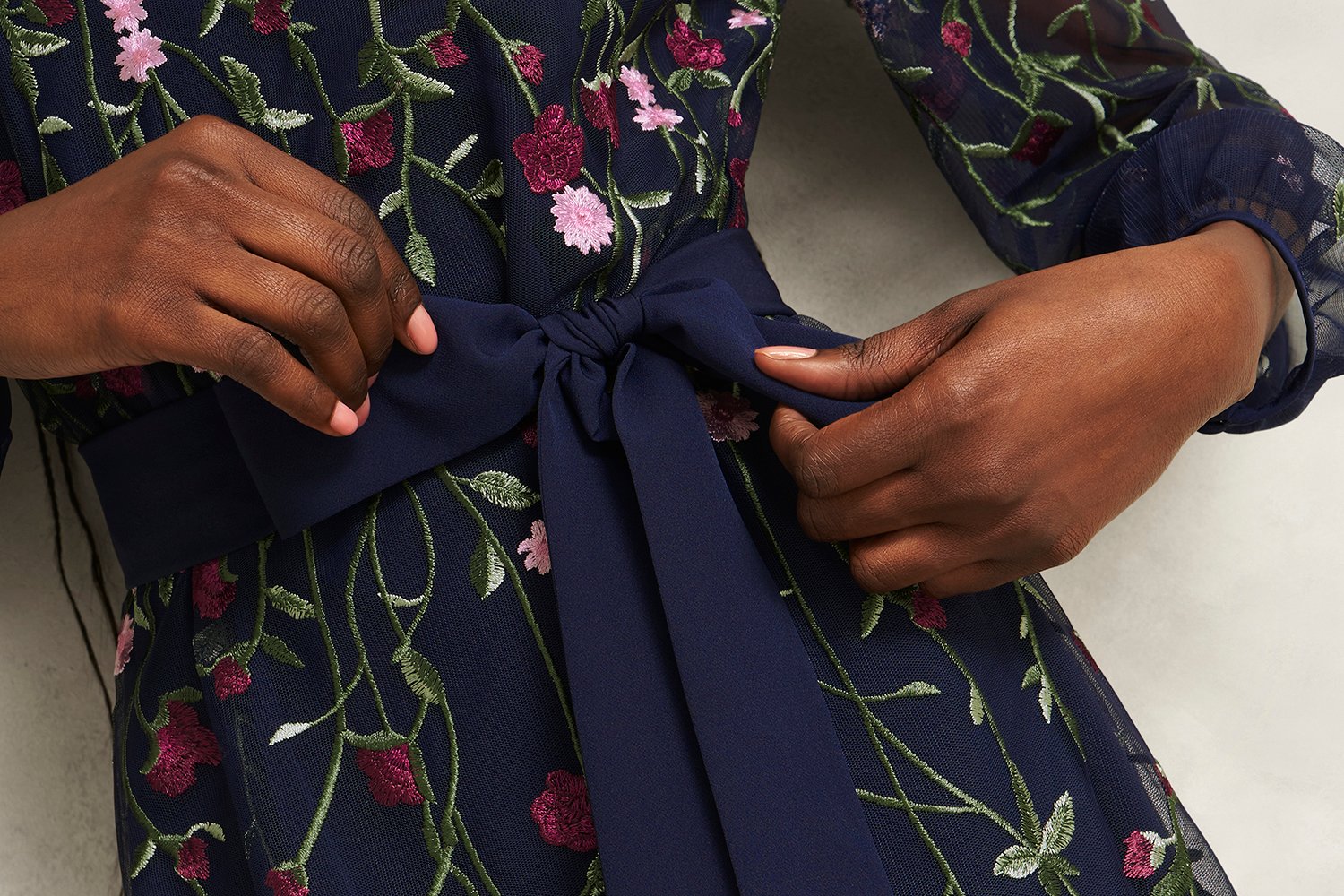 Petite Emmy Embroidered Tie Mini Dress | Hobbs US