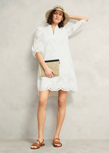 White Easedale Cotton Broderie Dress