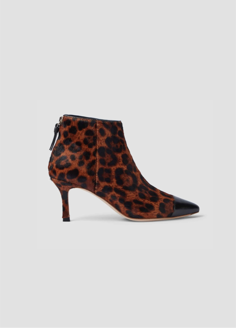 Women’s ankle leather boot with a leopard print from Hobbs.