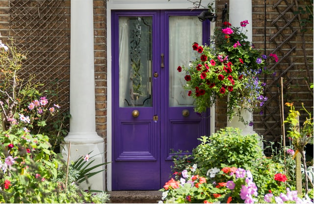 A purple fromt door at Hobbs At home 