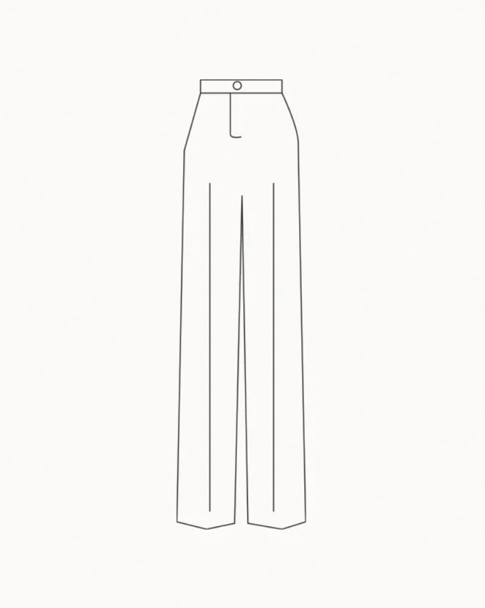 Sketch showing the silhouette of straight fit trousers.