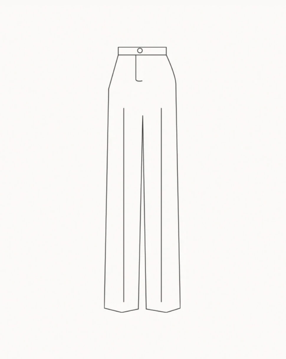 Sketch showing the silhouette of straight fit trousers.