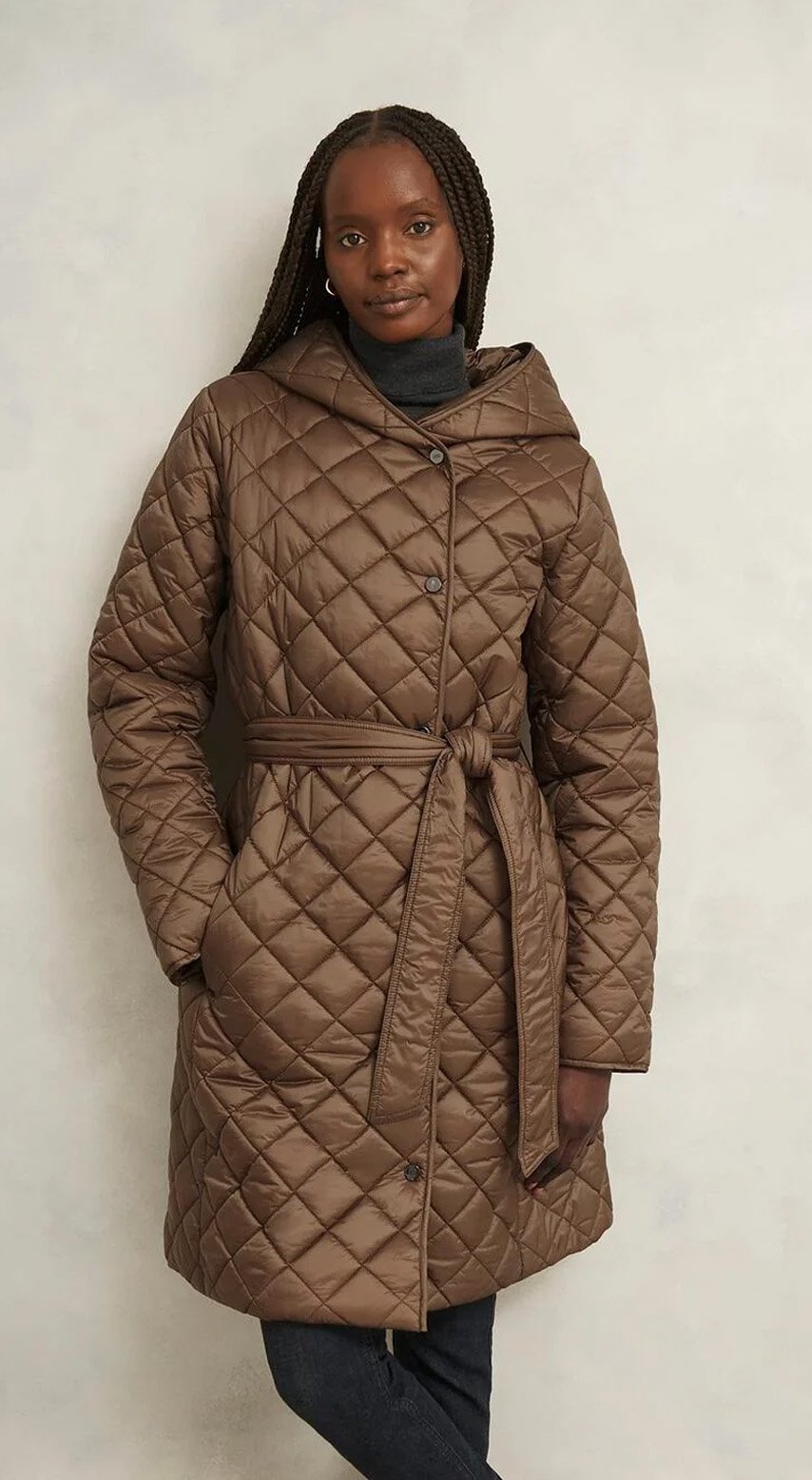 Women wearing new Hobbs puffer jackets.