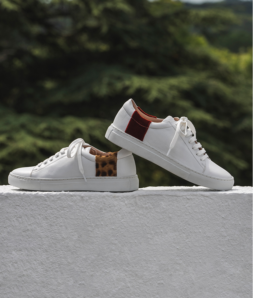 White Trainers with Animal Print