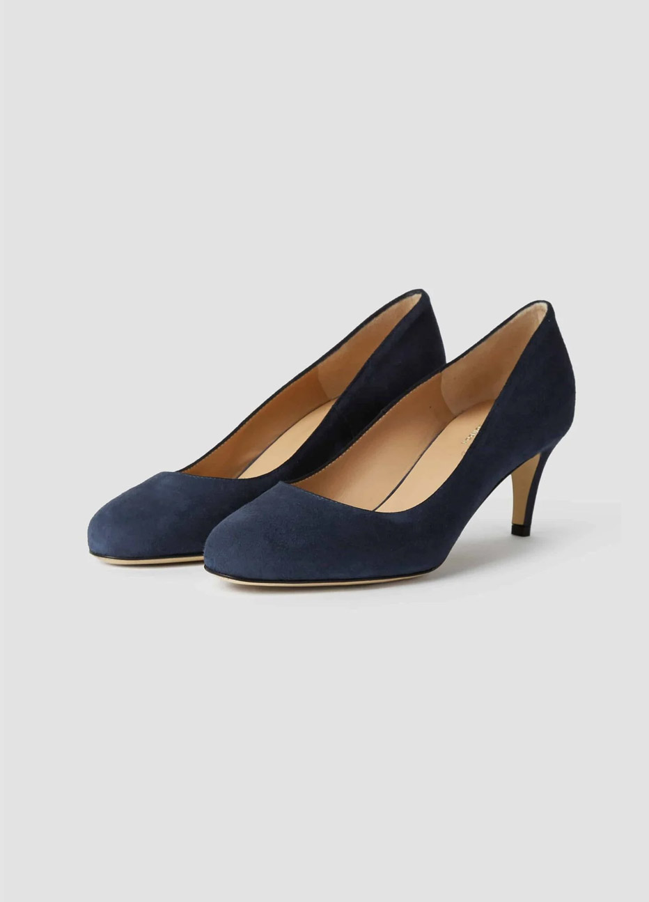 Navy low heeled court shoes from Hobbs. 