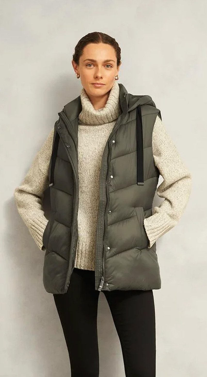 Women wearing new Hobbs puffer jackets.