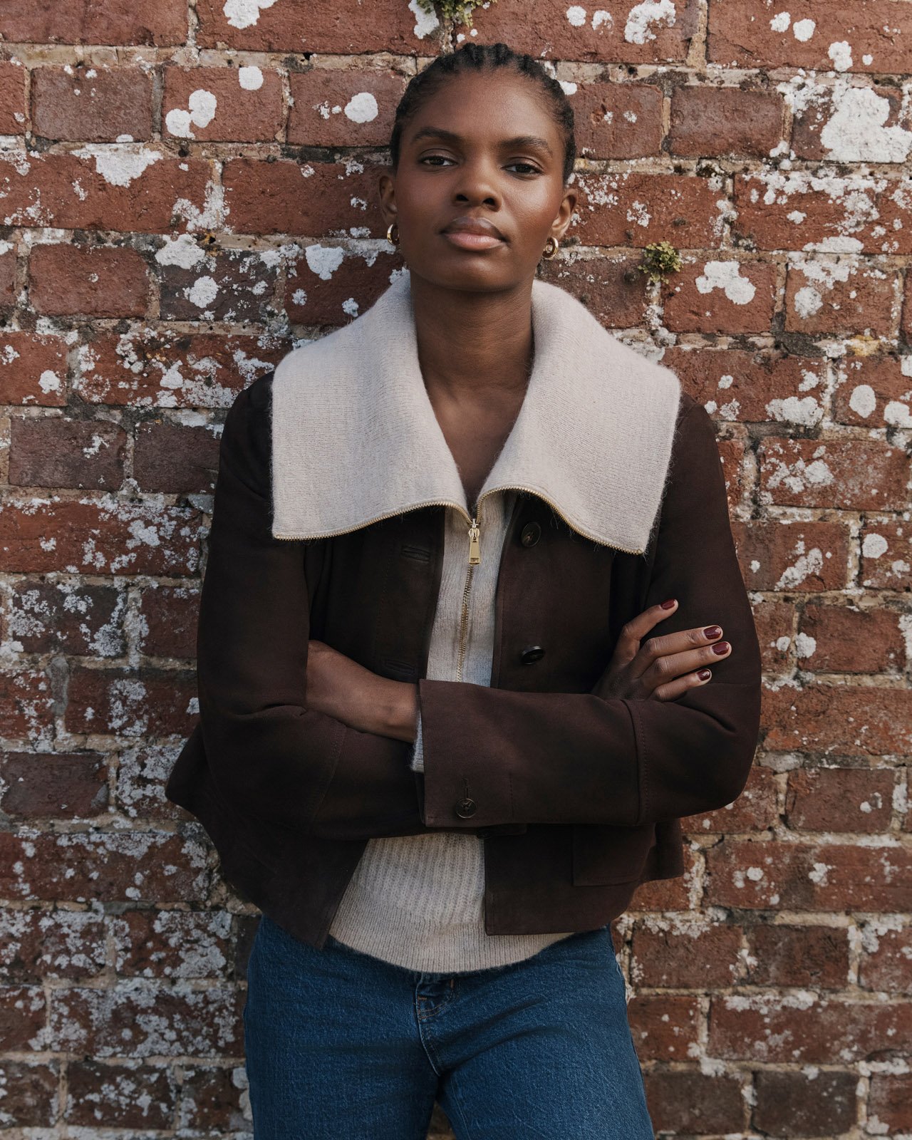 Three women wearing Hobbs Suede Jacket.
