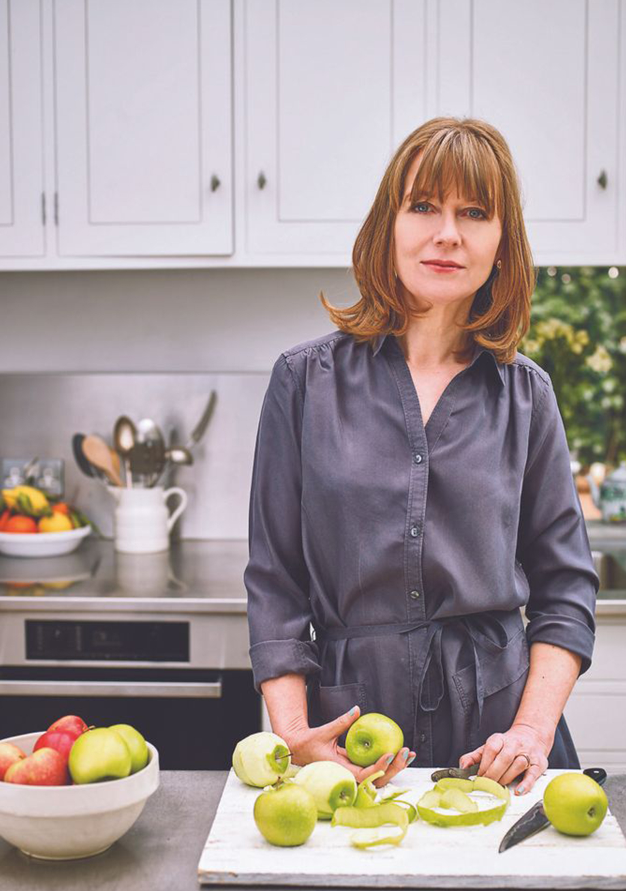 Cookery writer Annie Bell, photographed at home wearing the Hobbs xxxxx.