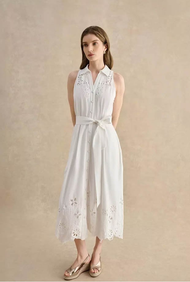 A woman wearing Hobbs dress.