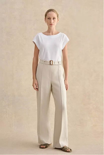 A woman wearing a Hobbs dress.