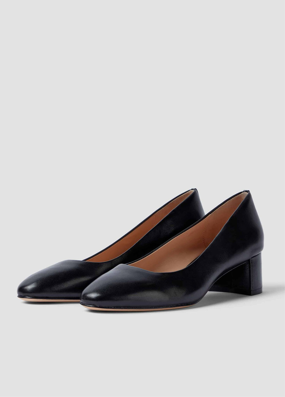 Hobbs leather block heel court shoes in black.