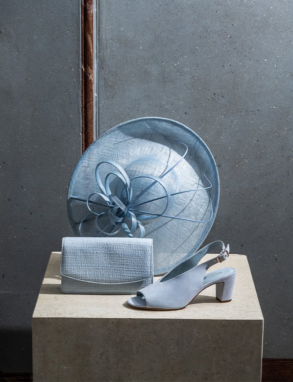 Pale Blue Clutch Pale Blue Sandal and Fascinator Wedding Guest