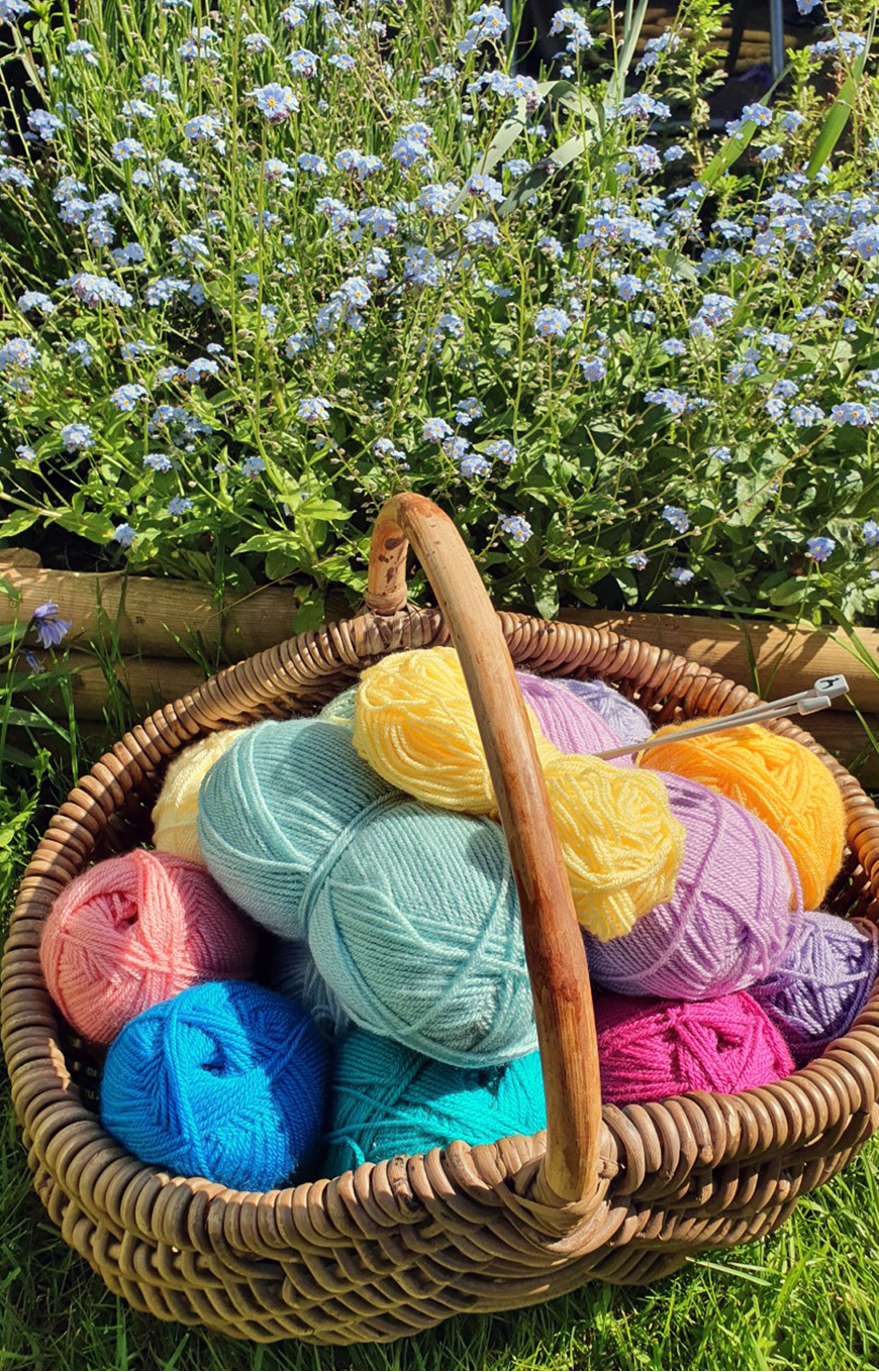 Nicole's colourful crochet wool collection is stored artfully in a basket