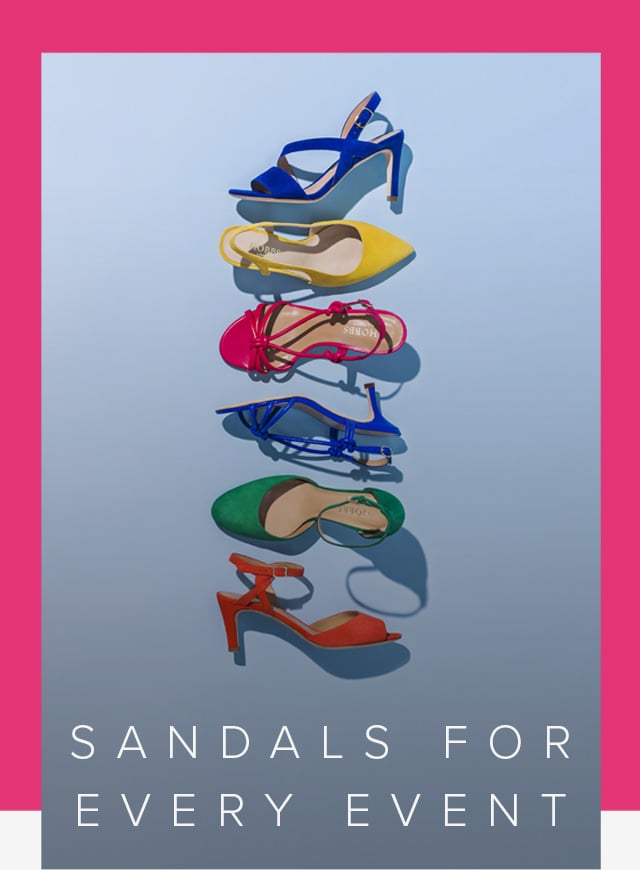 Heeled sandals by Hobbs in an array of bright and bold colours such as blue, yellow, pink, green and orange. Pair these colourful sandals with an elegant occasion dress or a smart trouser suit with a blazer for a contemporary look.