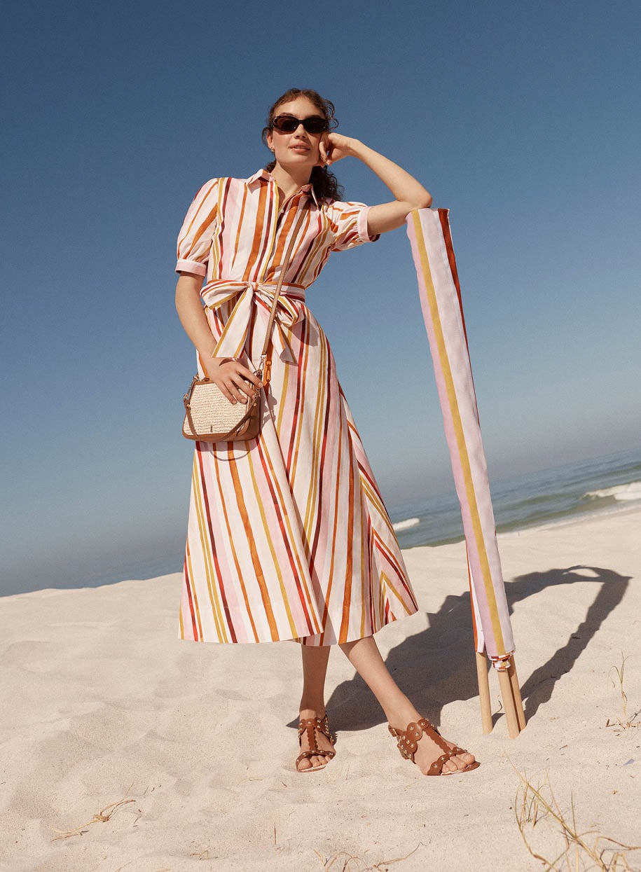 Women wearing Hobbs printed summer clothes.