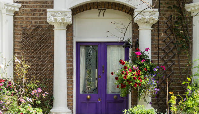 A purple london front door