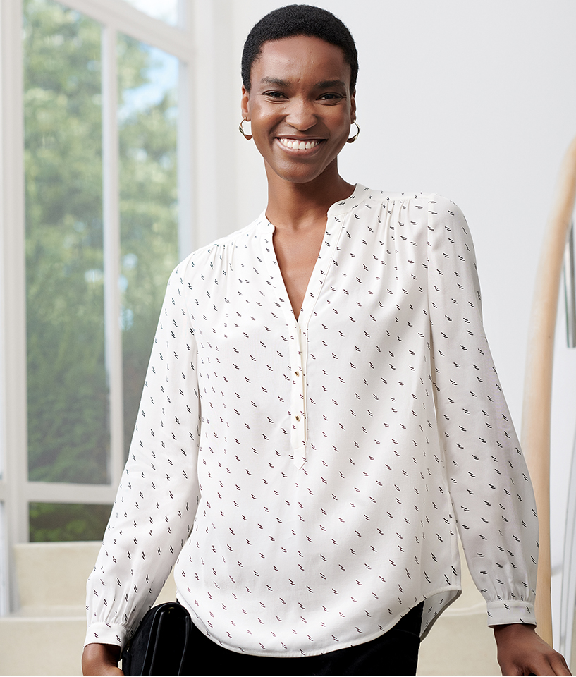 White Printed Blouse