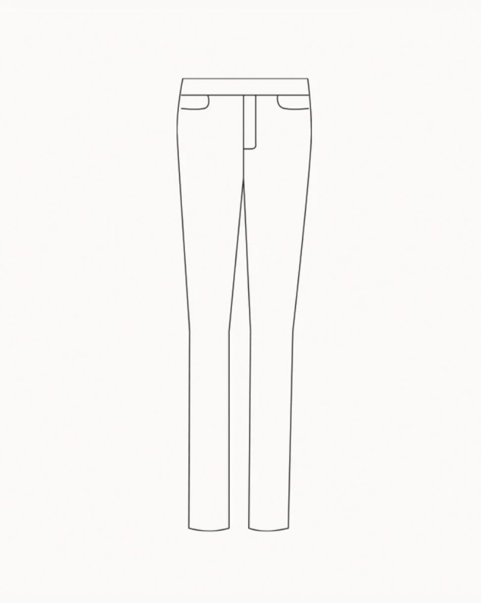 Sketch showing the silhouette of skinny fit trousers.
