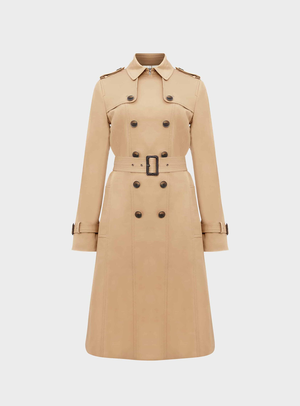 Hobbs Sofia Camel Double Breasted Wool Trench Coat 