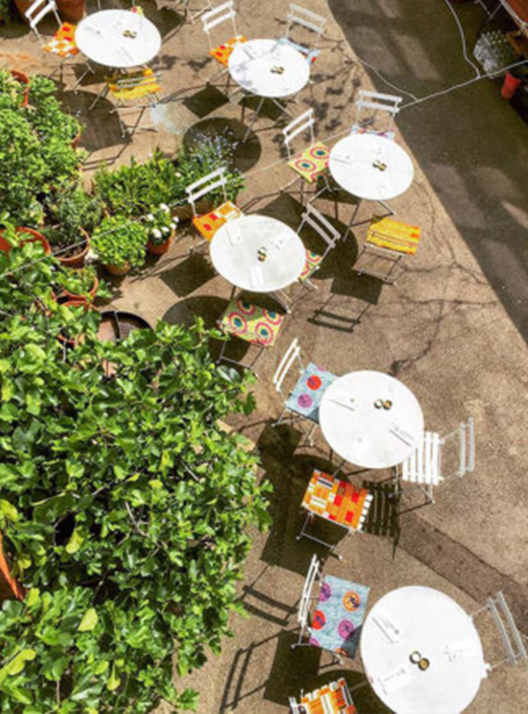 The exterior dining area of the Rochelle Canteen in London