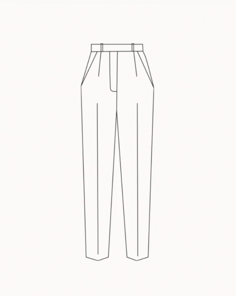 Sketch showing the silhouette of tapered fit trousers.