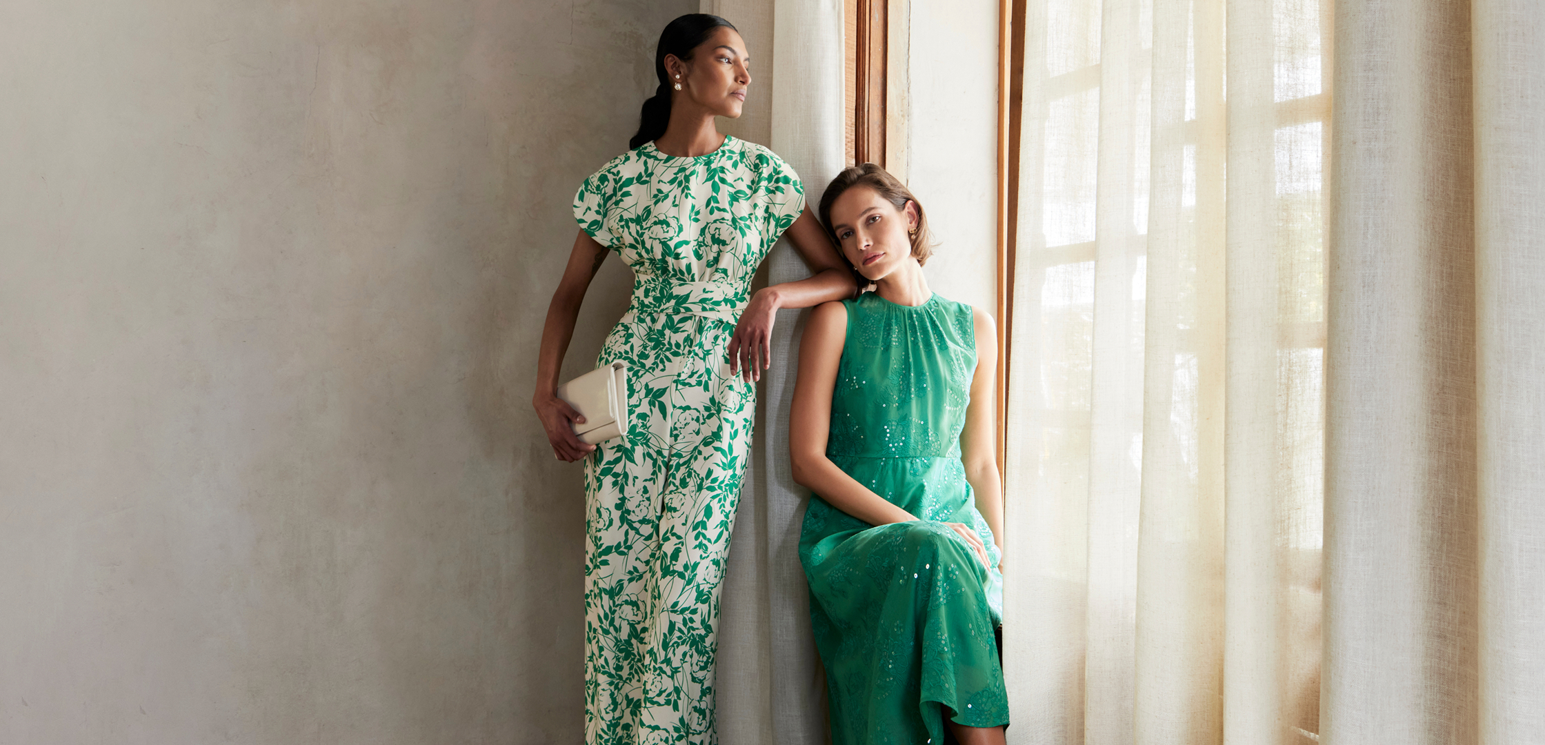 An image of models wearing Hobbs occasion dresses.