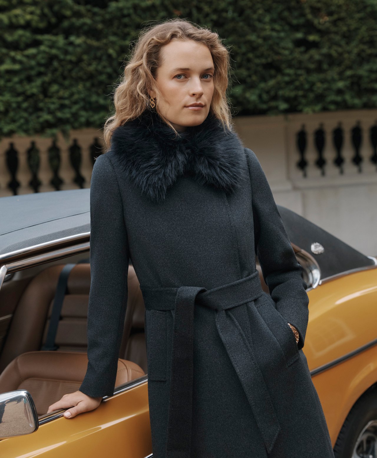 Women wearing Hobbs’ elegant outerwear and new-season staples.