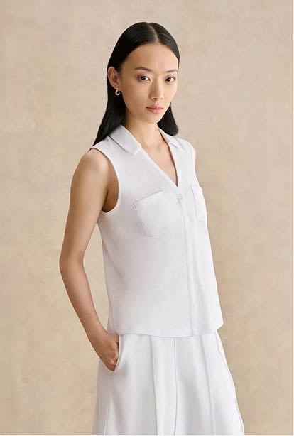 A woman wearing a Hobbs dress.