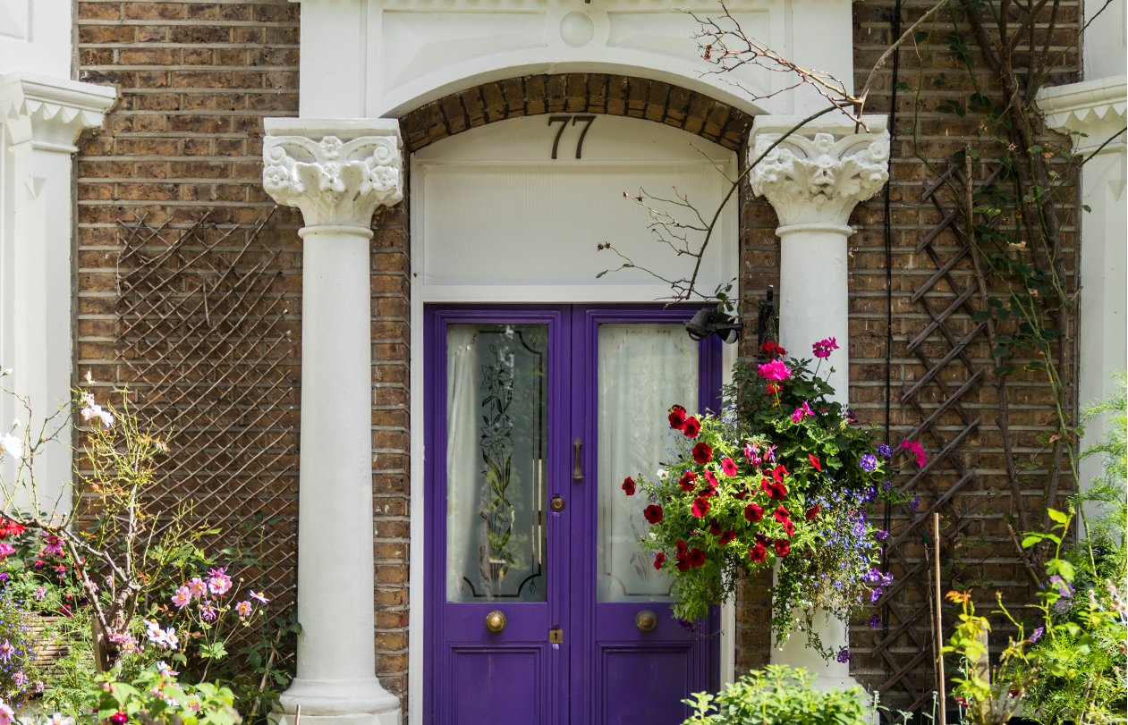 A purple london front door