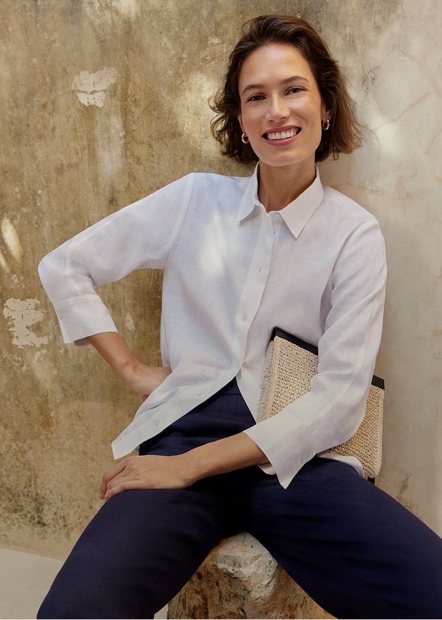 Model wearing Hobbs White Shirt