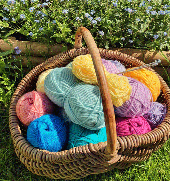 Nicole's colourful crochet wool collection is stored artfully in a basket