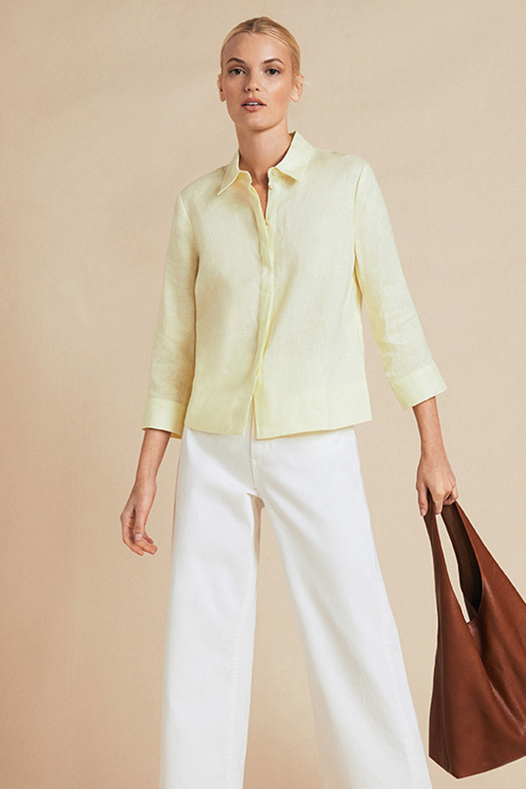 Summer Yellow Linen Shirt Sale
