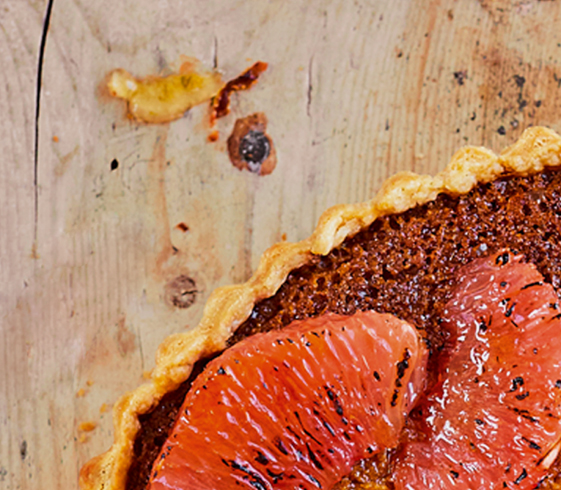 Detail shot of Prue's Grapefruit Treacle Tart