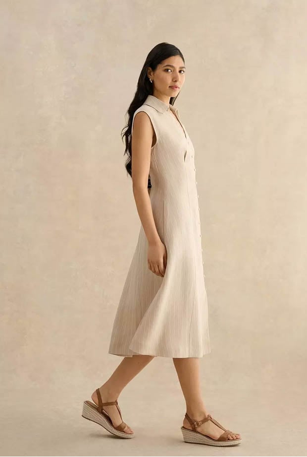 A woman wearing Hobbs dress.