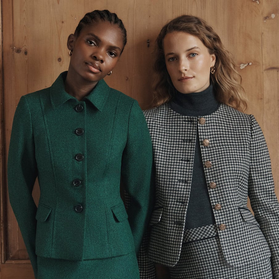 Image of model wearing wool jumper.
