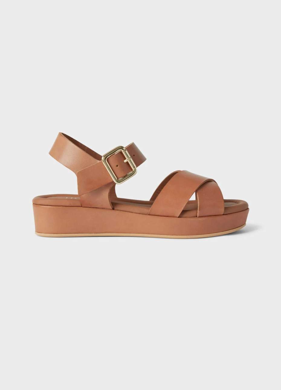 Brown leather flatform sandal from Hobbs.