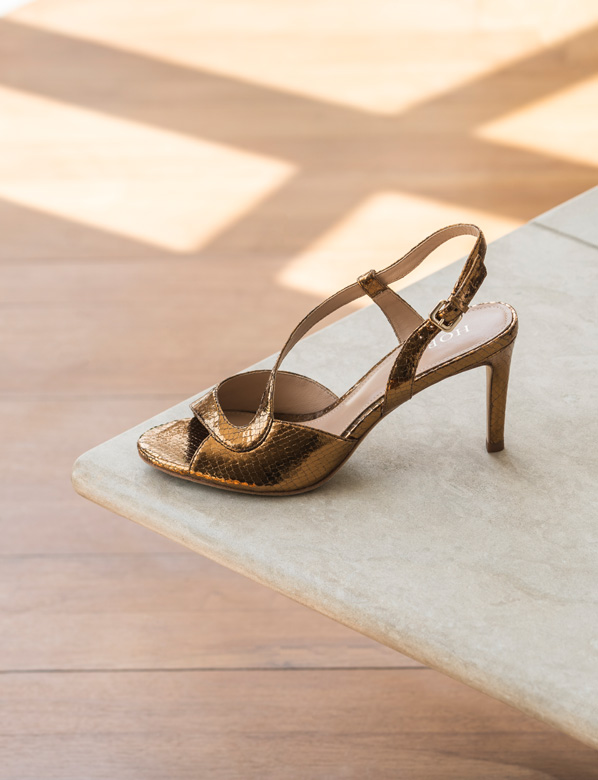 Gold Snake Print Sandal