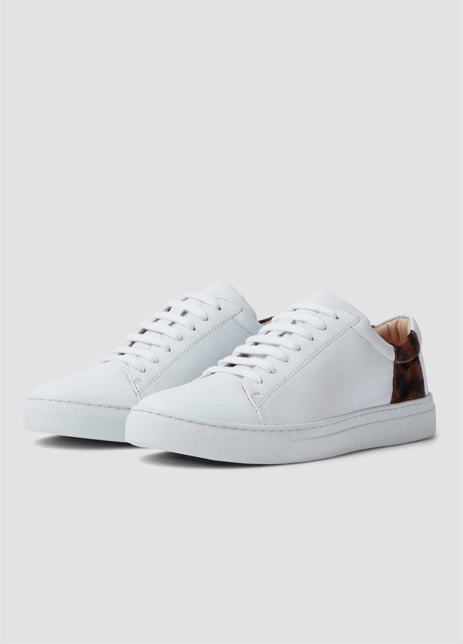 Hobbs leather trainers for women in white.